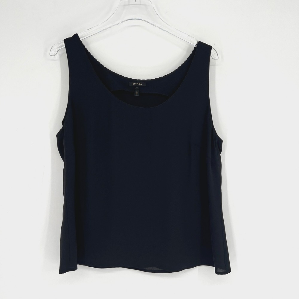 Escada Silk‎ Tank Top Womens L / 44 Black Simple Elevated Basic